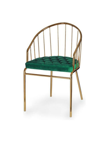 Chaise Doré Vert Barres...