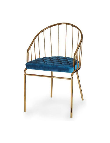 Chaise Bleu Doré Barres...