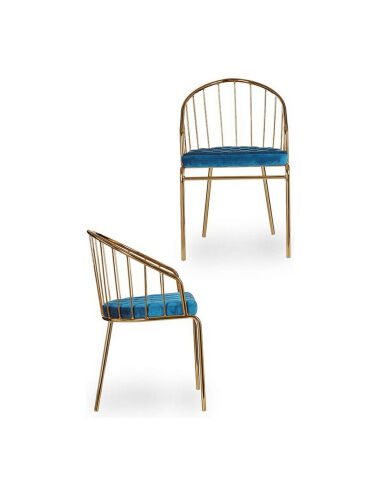 Chaise Bleu Doré Barres...