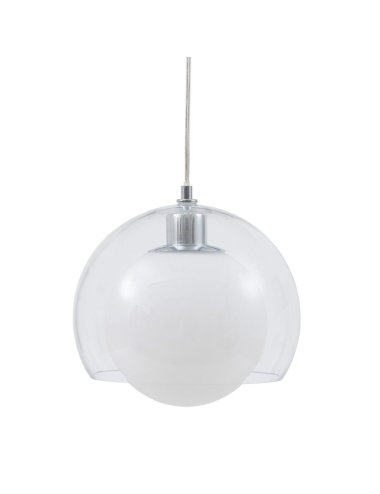 Suspension Verre Argent Fer